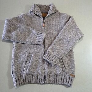 Laundromat Mens Fleece Lined Wool Full Zip Sweater Jacket Oatmeal Nepal Medium